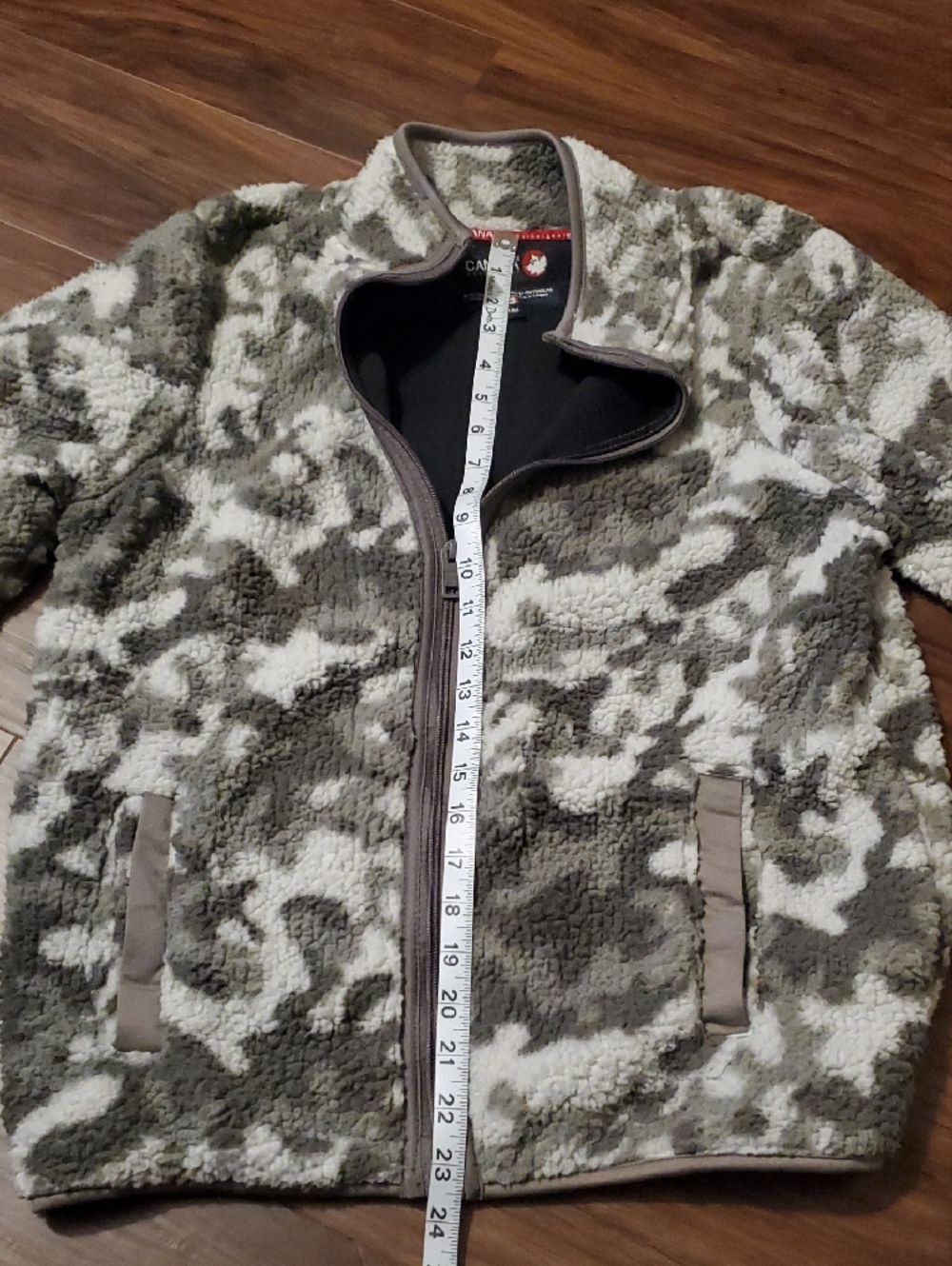 Camouflage Sherpa Zip-Up Jacket - Canada Weathergear - Green/White/Gray - Picture 6 of 9